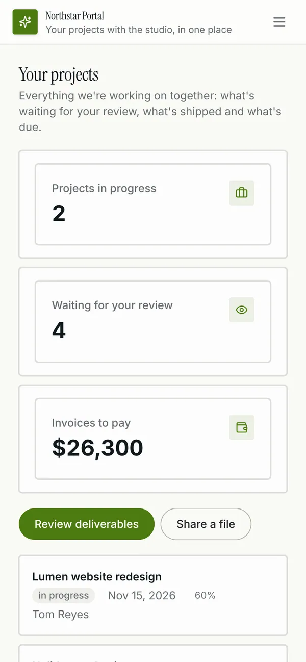 Client portal on a phone