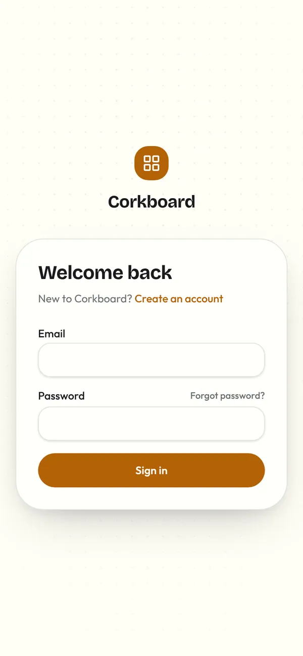Corkboard sign-in on a phone
