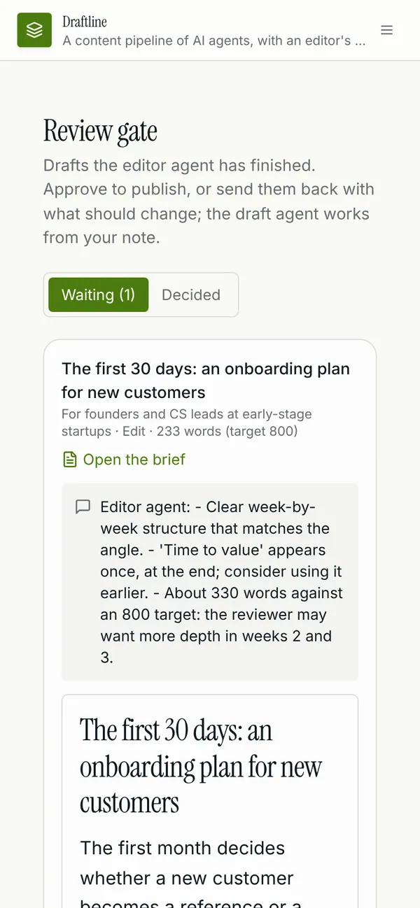 Draftline on a phone