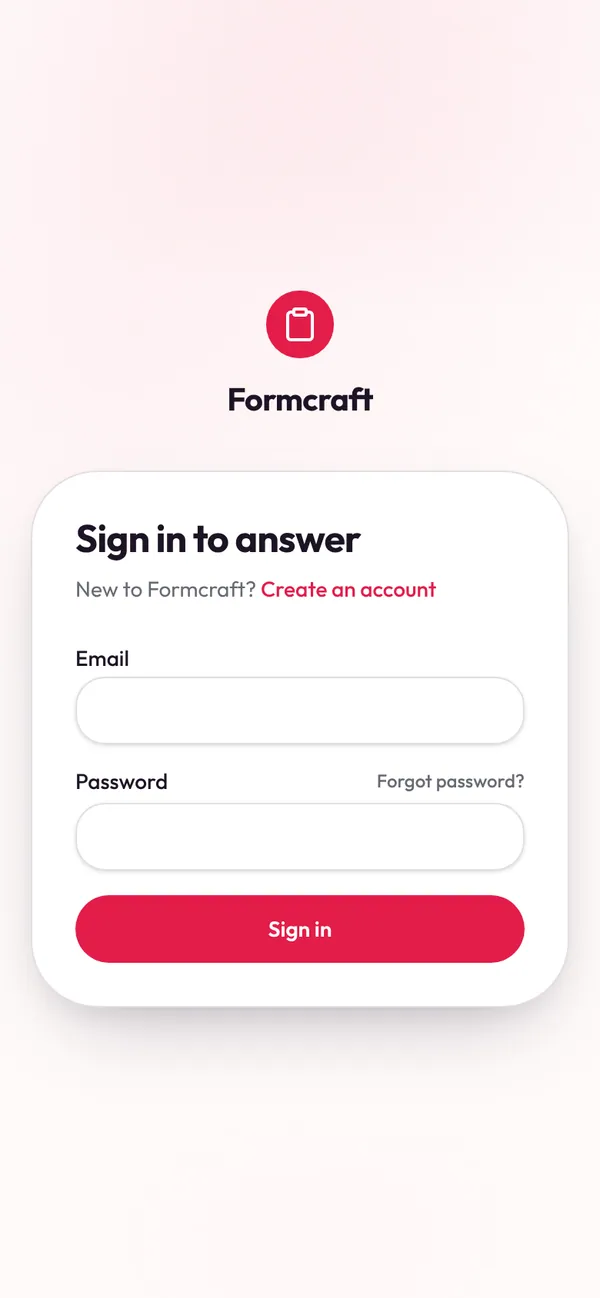 Form builder sign-in on a phone