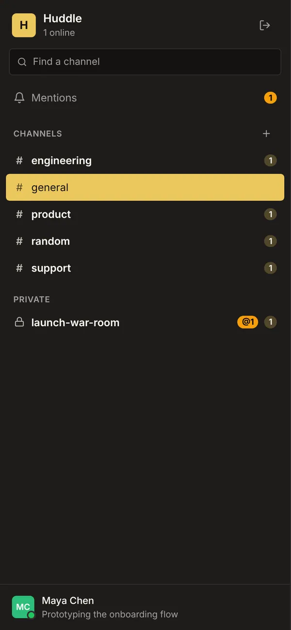 Huddle on a phone