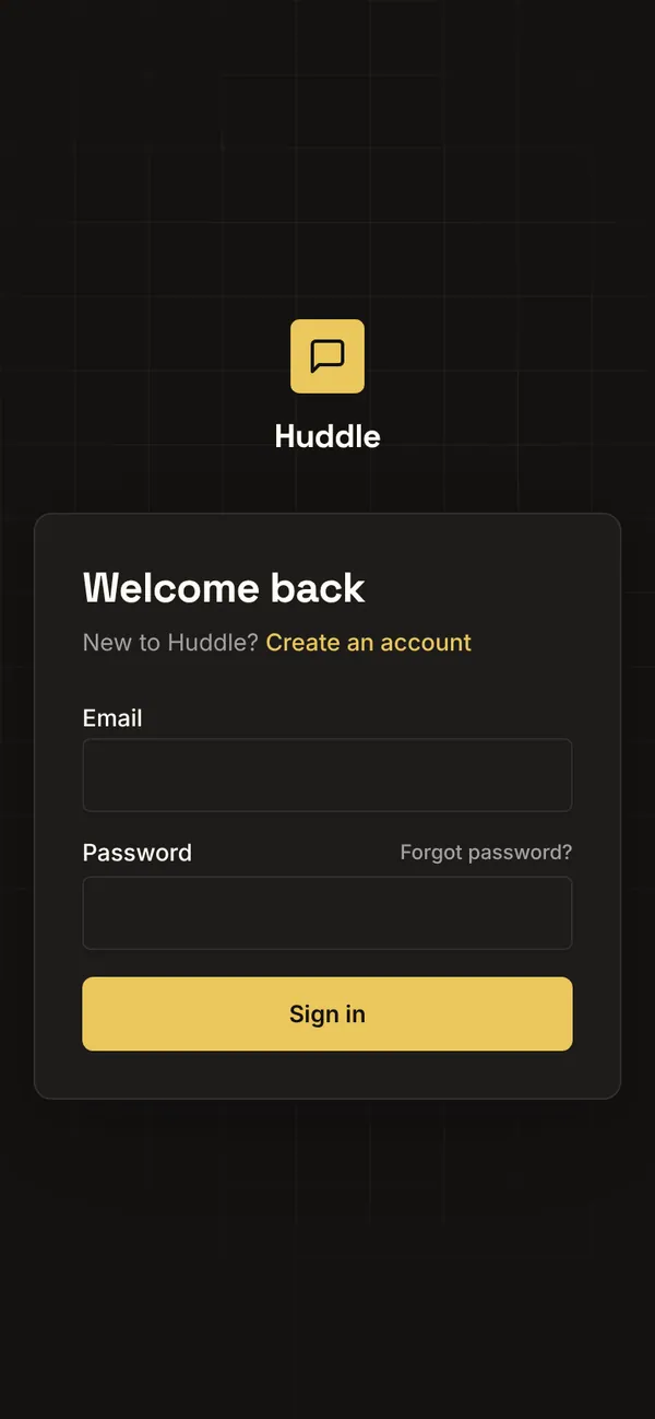 Huddle sign-in on a phone