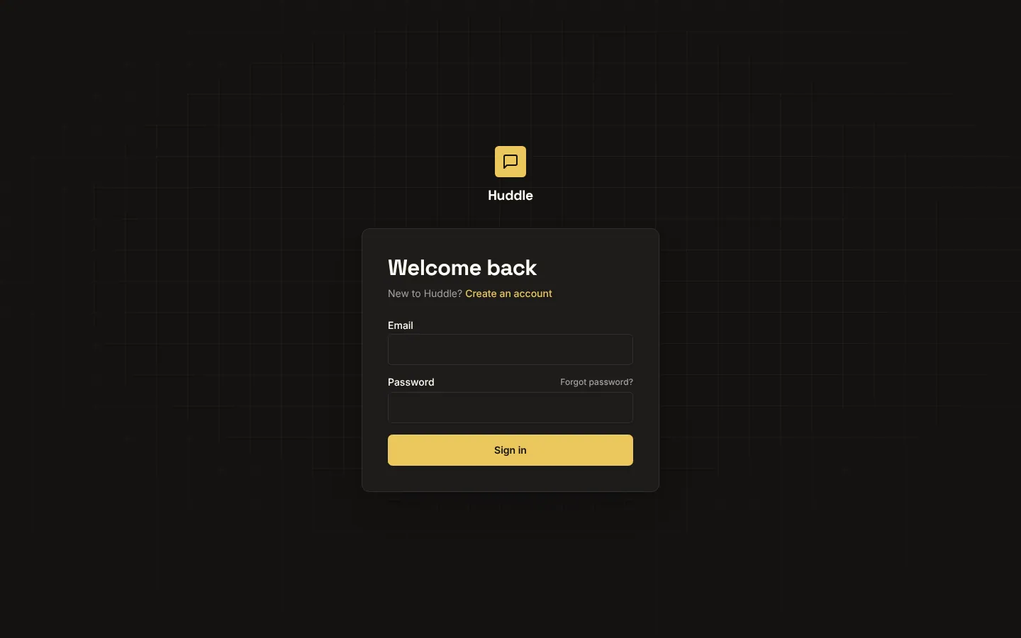 Huddle sign-in screen