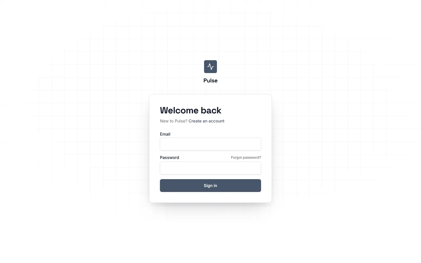 Pulse sign-in screen