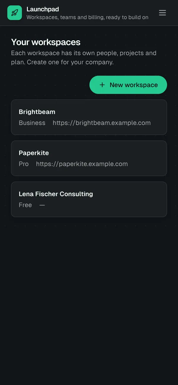 SaaS starter (Stripe) on a phone