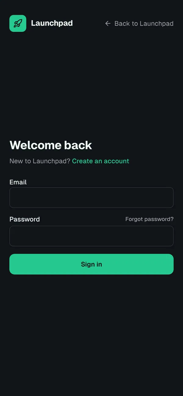 SaaS starter (Stripe) sign-in on a phone