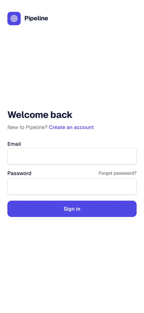 Sales CRM sign-in on a phone