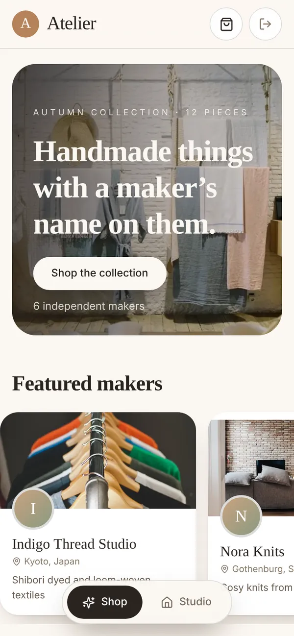 Atelier on a phone