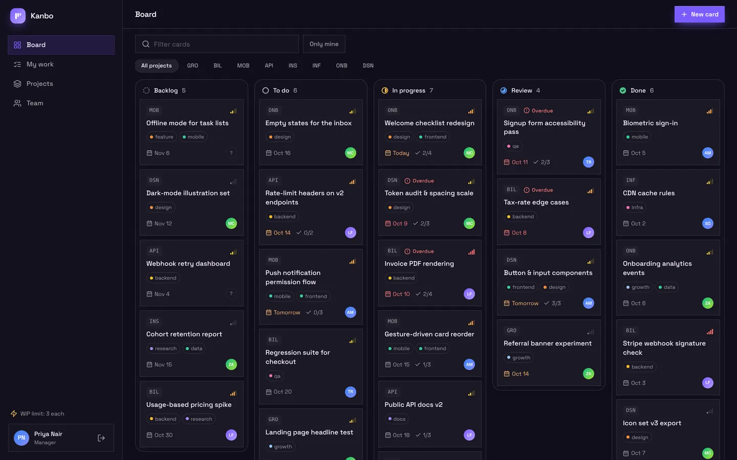Kanbo, a team board that keeps work moving, on desktop
