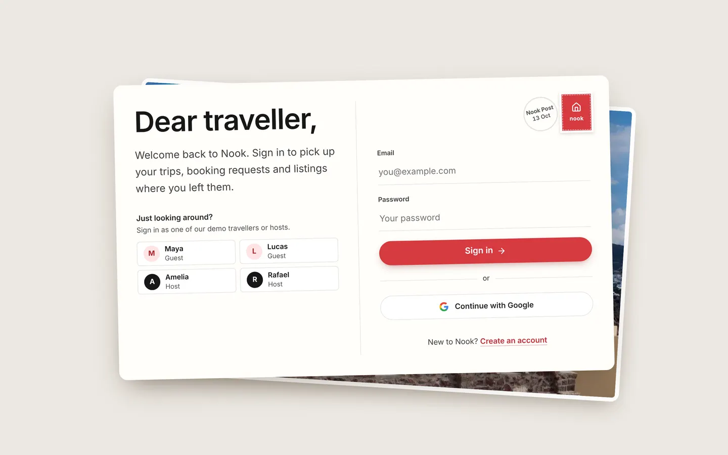 Nook sign-in screen